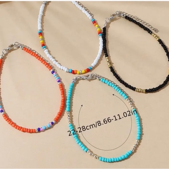 LAST ONE 4 Piece Colorful Boho Ankle Bracelets - Picture 2 of 2